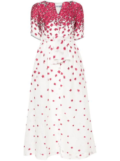 Lobelia Floral-Jacquard Maxi Dress