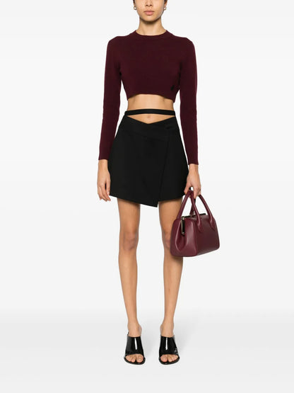 Wraparound Wool Miniskirt
