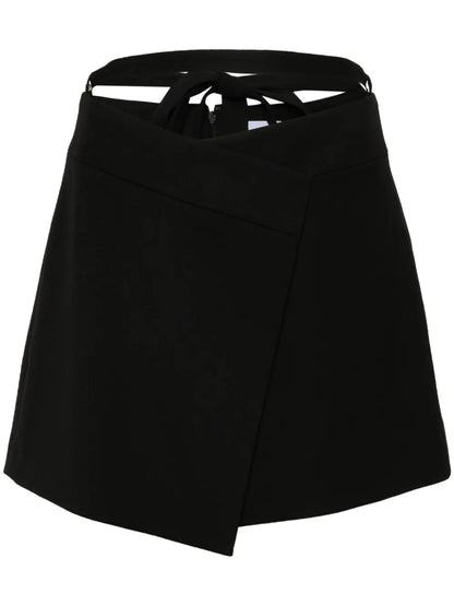 Wraparound Wool Miniskirt