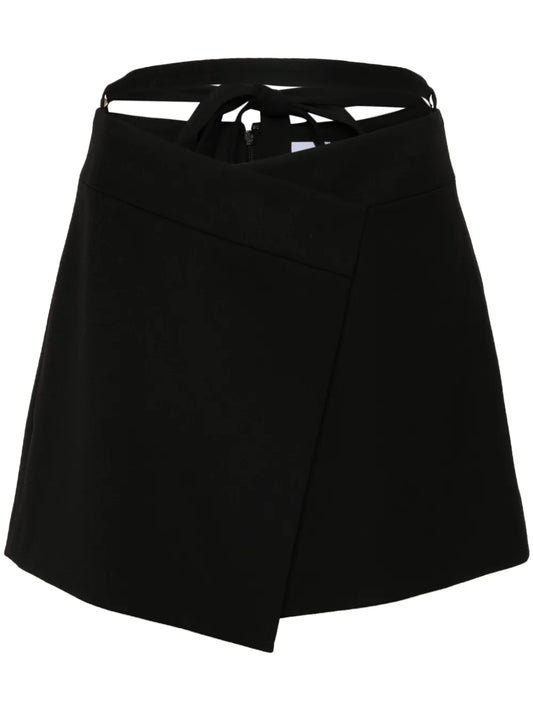 Wraparound Wool Miniskirt