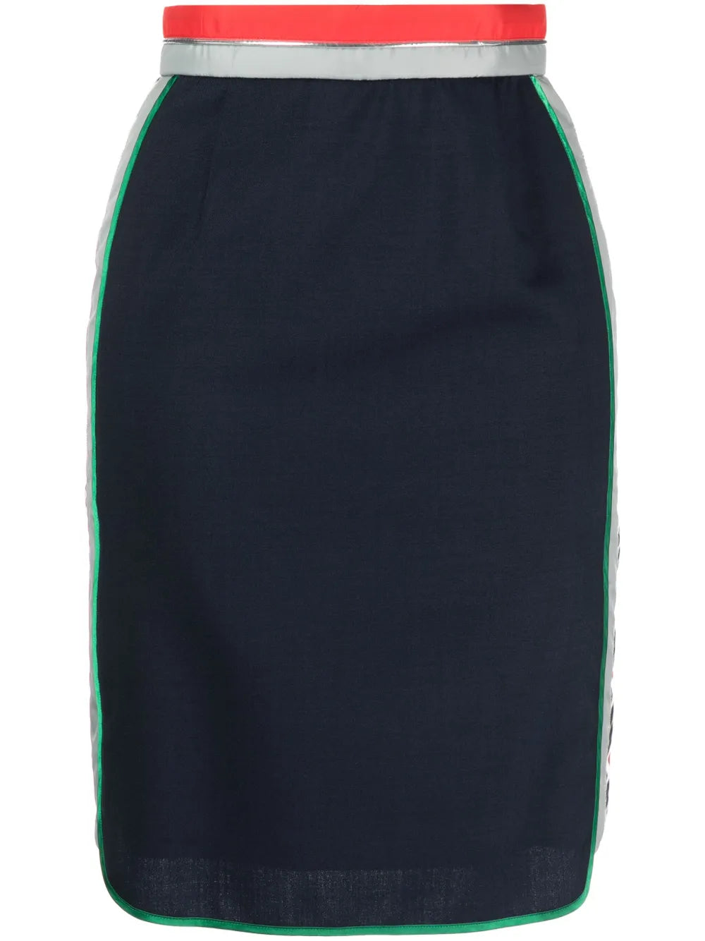 Stripe-Waistband Knee-Length Skirt