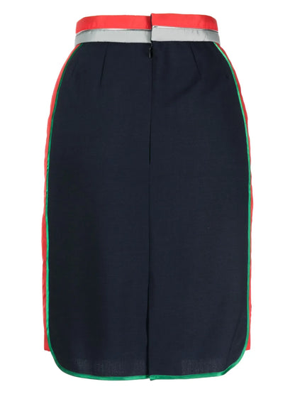 Stripe-Waistband Knee-Length Skirt