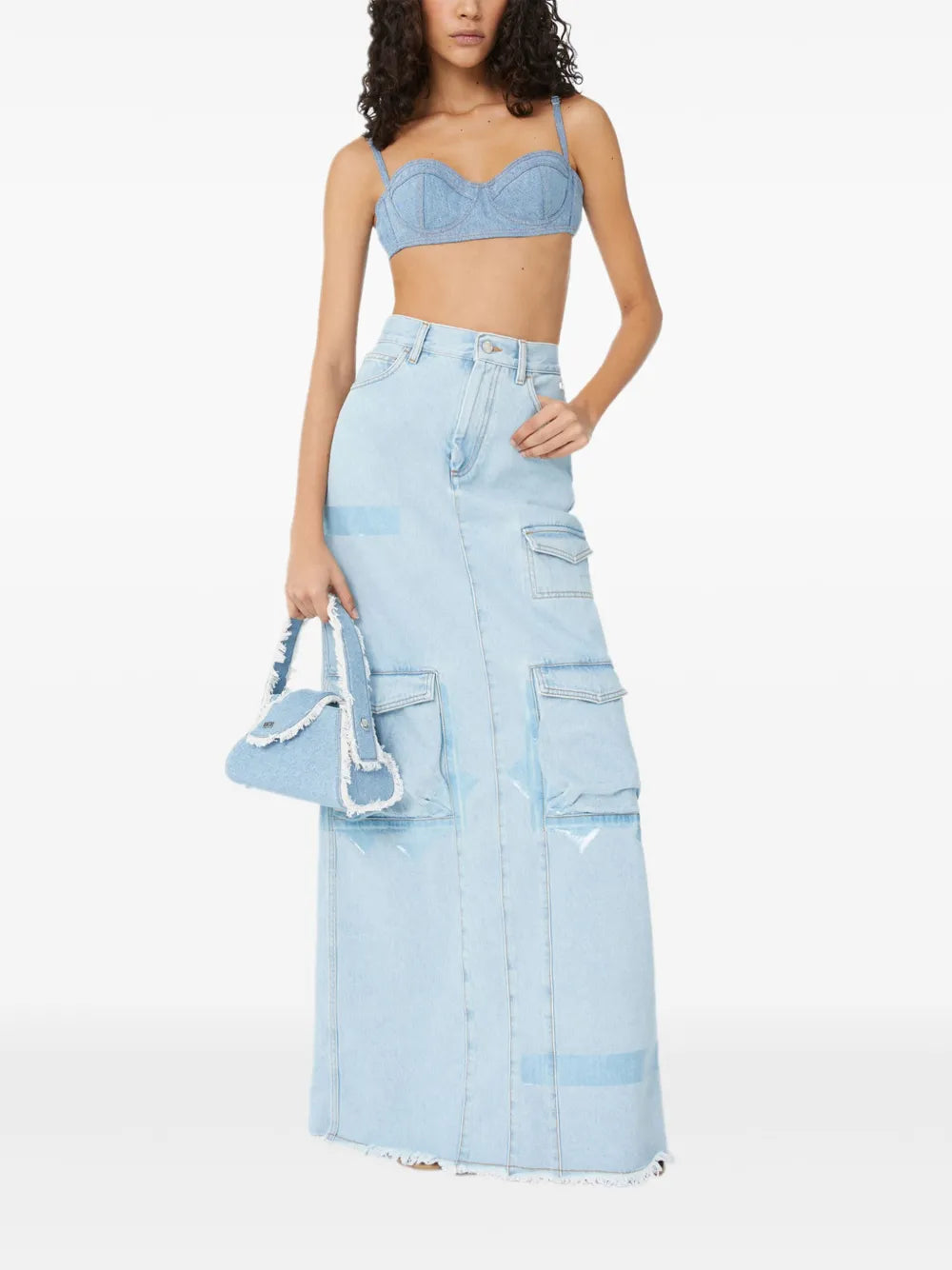 Logo-Embellished Denim Bustier Top