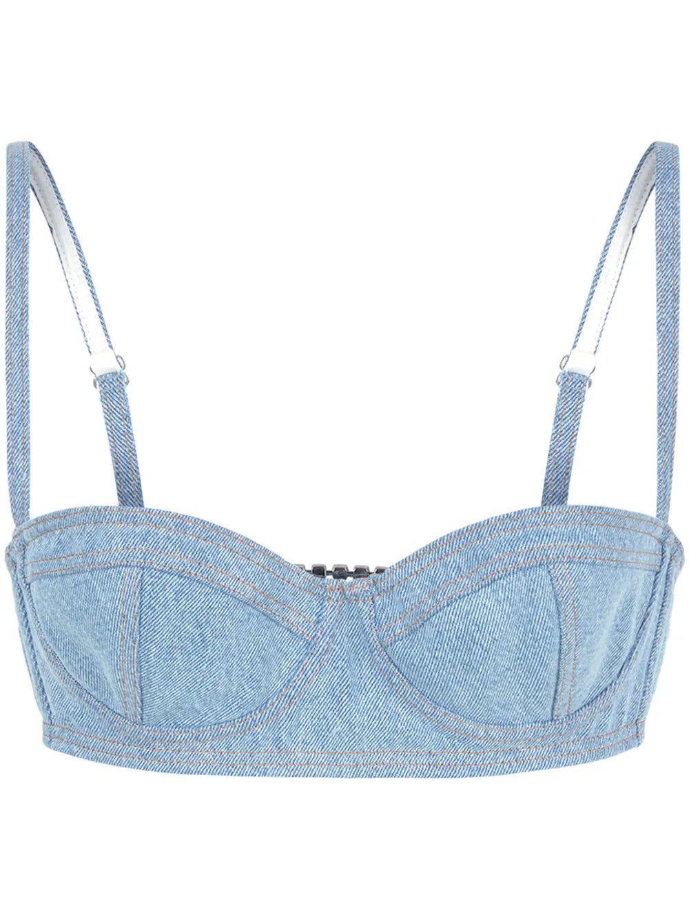 Logo-Embellished Denim Bustier Top