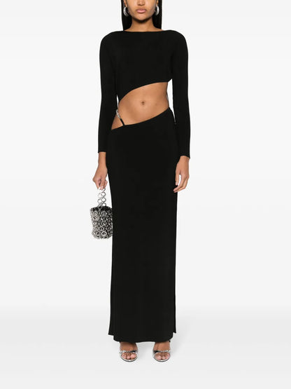 Asymmetric Ribbed Maxi Dress