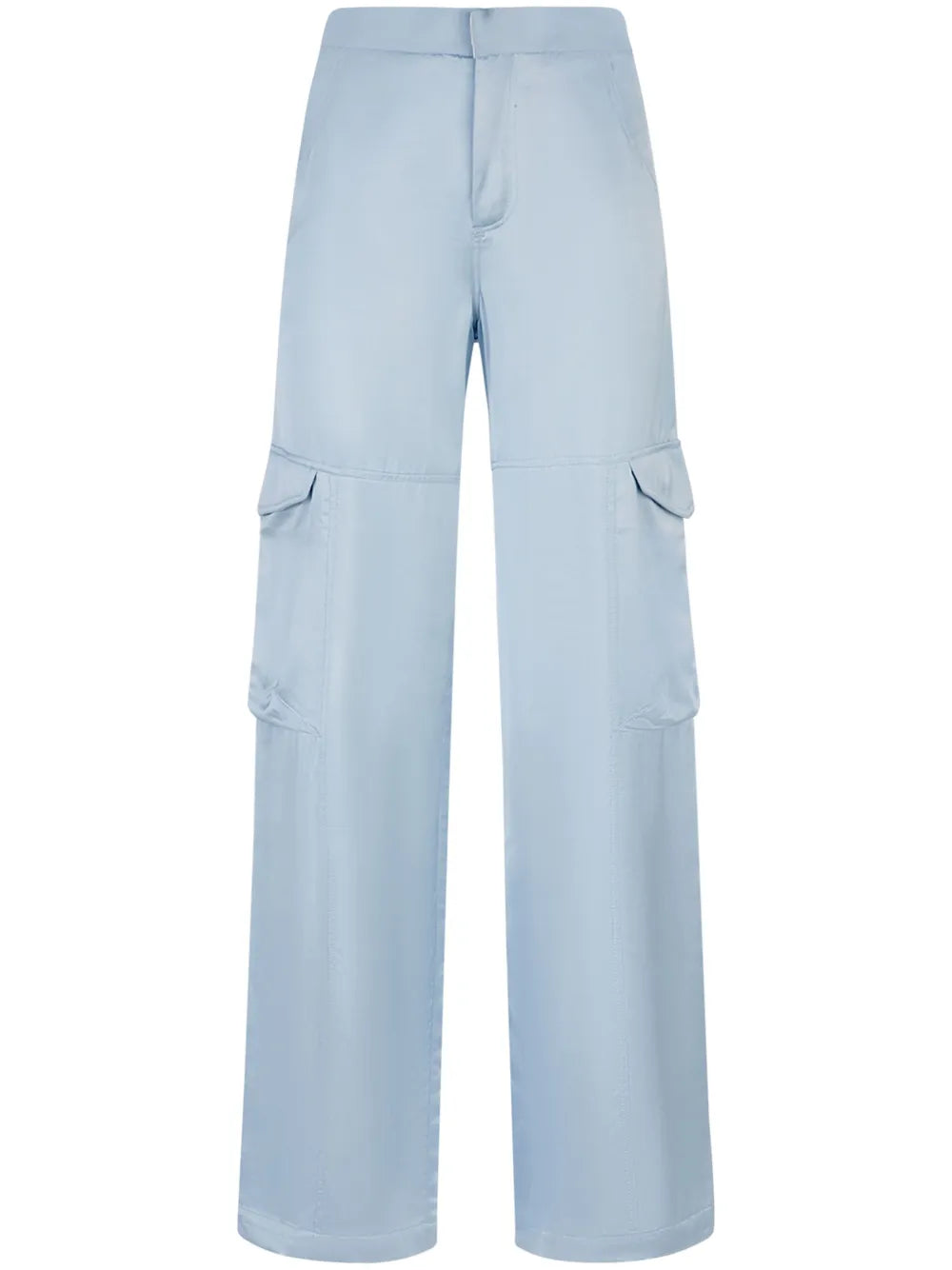 High-Waisted Satin Cargo Trousers