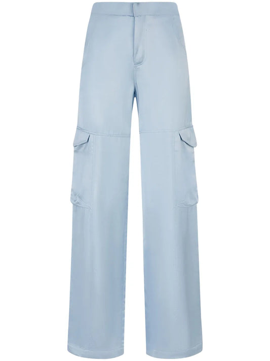 High-Waisted Satin Cargo Trousers
