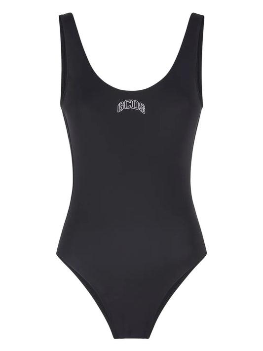 Logo-Print Low-Back Swimsuit