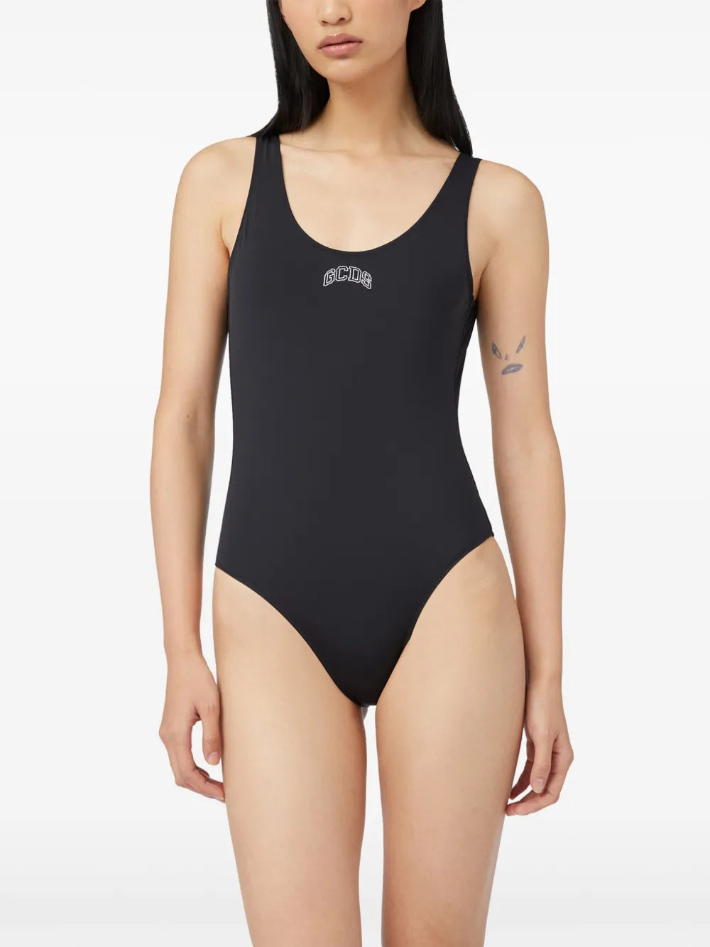 Logo-Print Low-Back Swimsuit