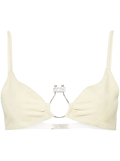 Hoop Logo-Plaque Suede Bralette