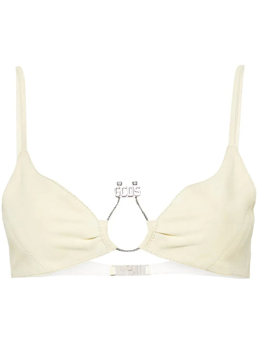 Hoop Logo-Plaque Suede Bralette