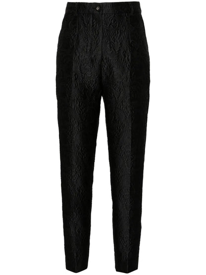 Floral-Jacquard Tailored Trousers
