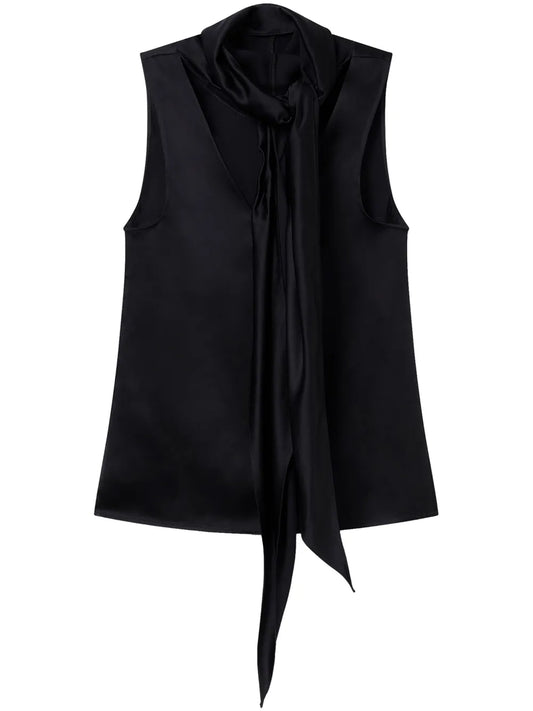 Scarf-Collar Sleeveless Top