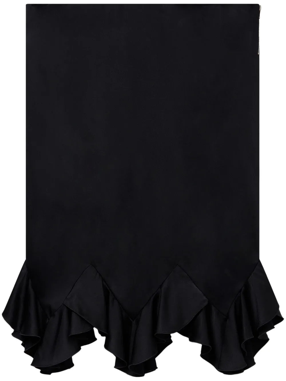 Ruffled Satin Midi Skirt