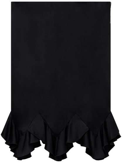 Ruffled Satin Midi Skirt