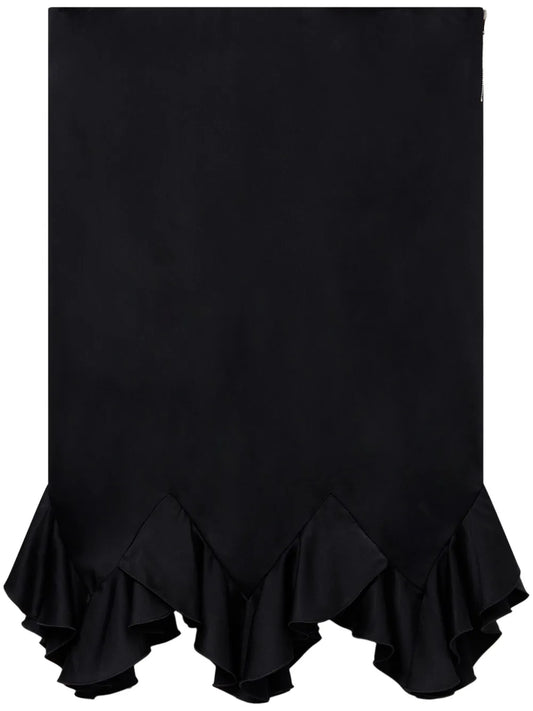 Ruffled Satin Midi Skirt