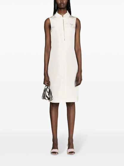 Logo-Appliqué Faille Dress