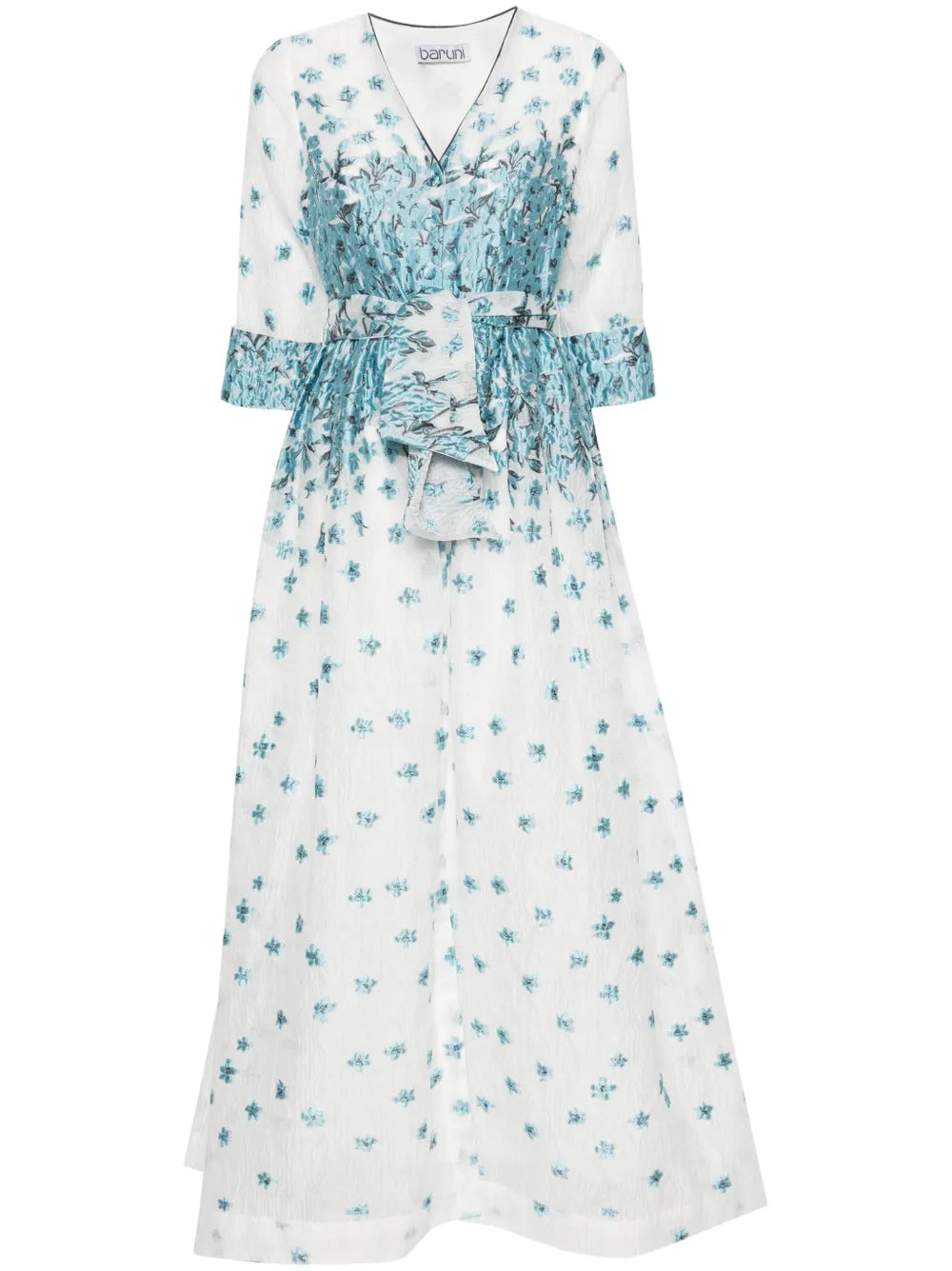 Petunia Floral-Jacquard Maxi Dress