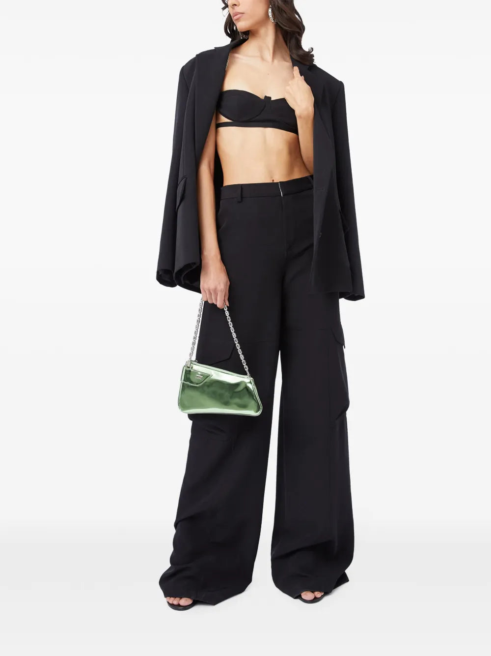 High-Waisted Gabardine Cargo Trousers