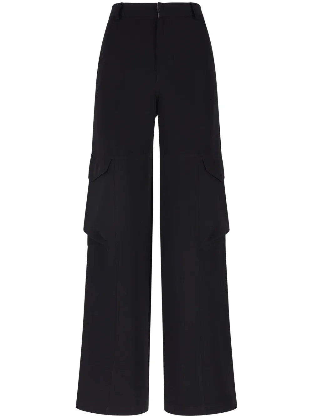 High-Waisted Gabardine Cargo Trousers