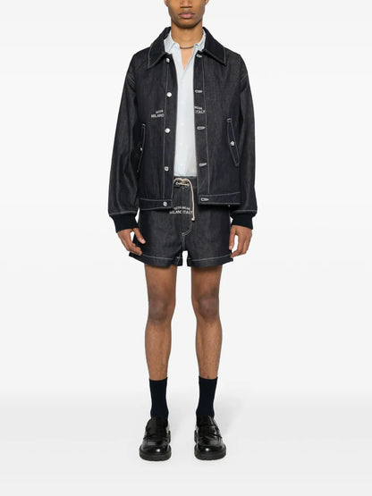 Embroidered-Logo Denim Shorts