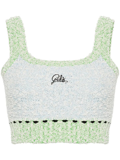 Logo-Embroidered Bouclé Cropped Top
