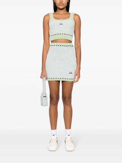 Logo-Embroidered Bouclé Cropped Top