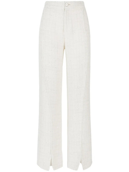 Sequin-Embellished Tweed Trousers