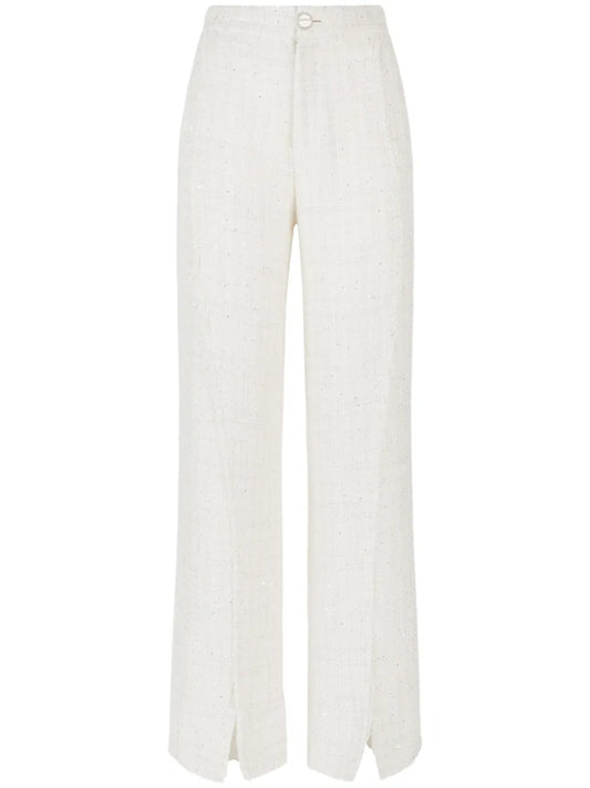 Sequin-Embellished Tweed Trousers