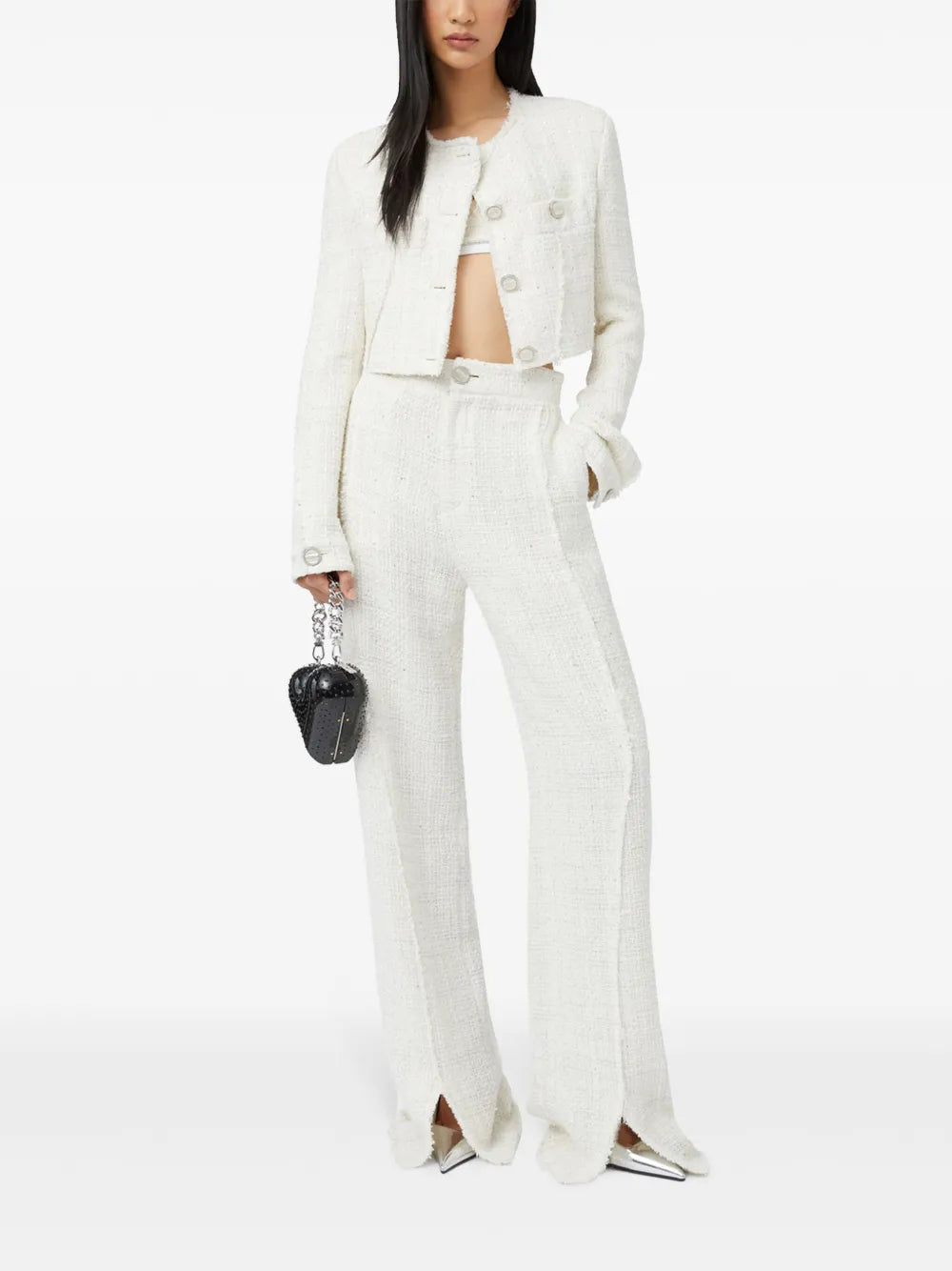 Sequin-Embellished Tweed Trousers