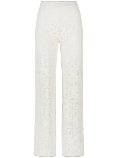 Monogram Crochet-Knit Trousers