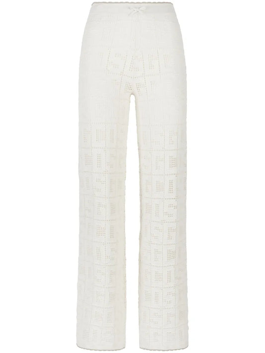 Monogram Crochet-Knit Trousers