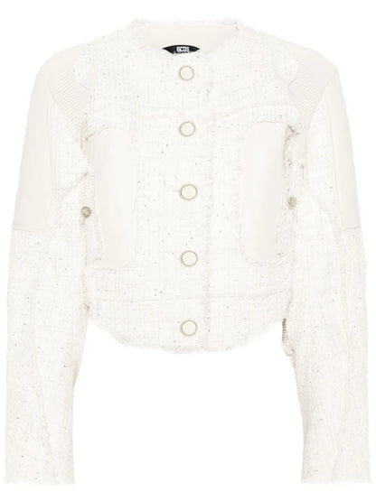 Leather-Panel Tweed Jacket