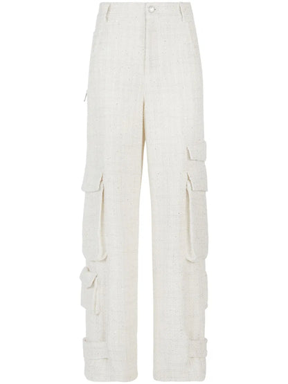 Sequin-Embellished Tweed Cargo Trousers