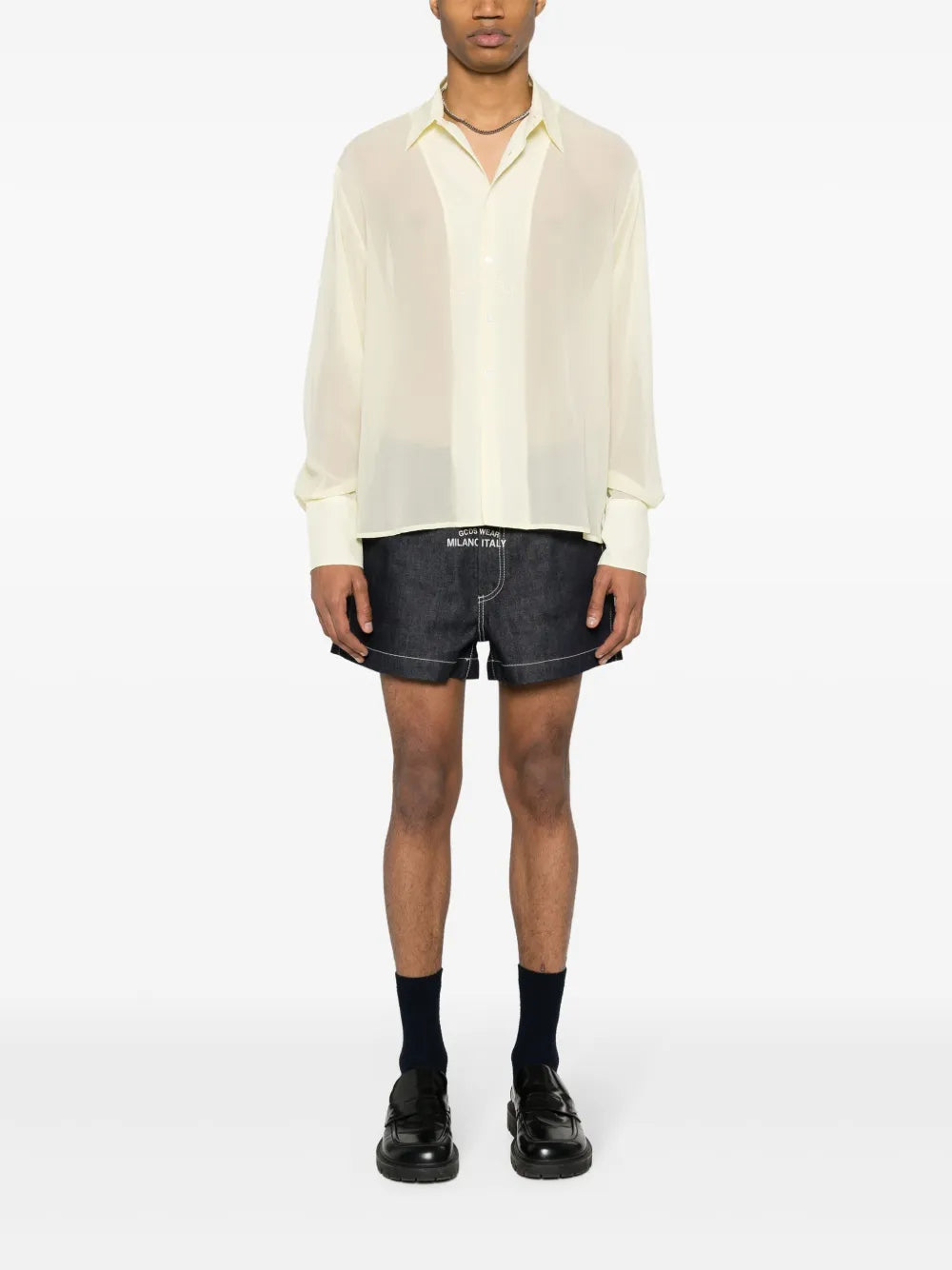 Logo-Embroidered Georgette Shirt