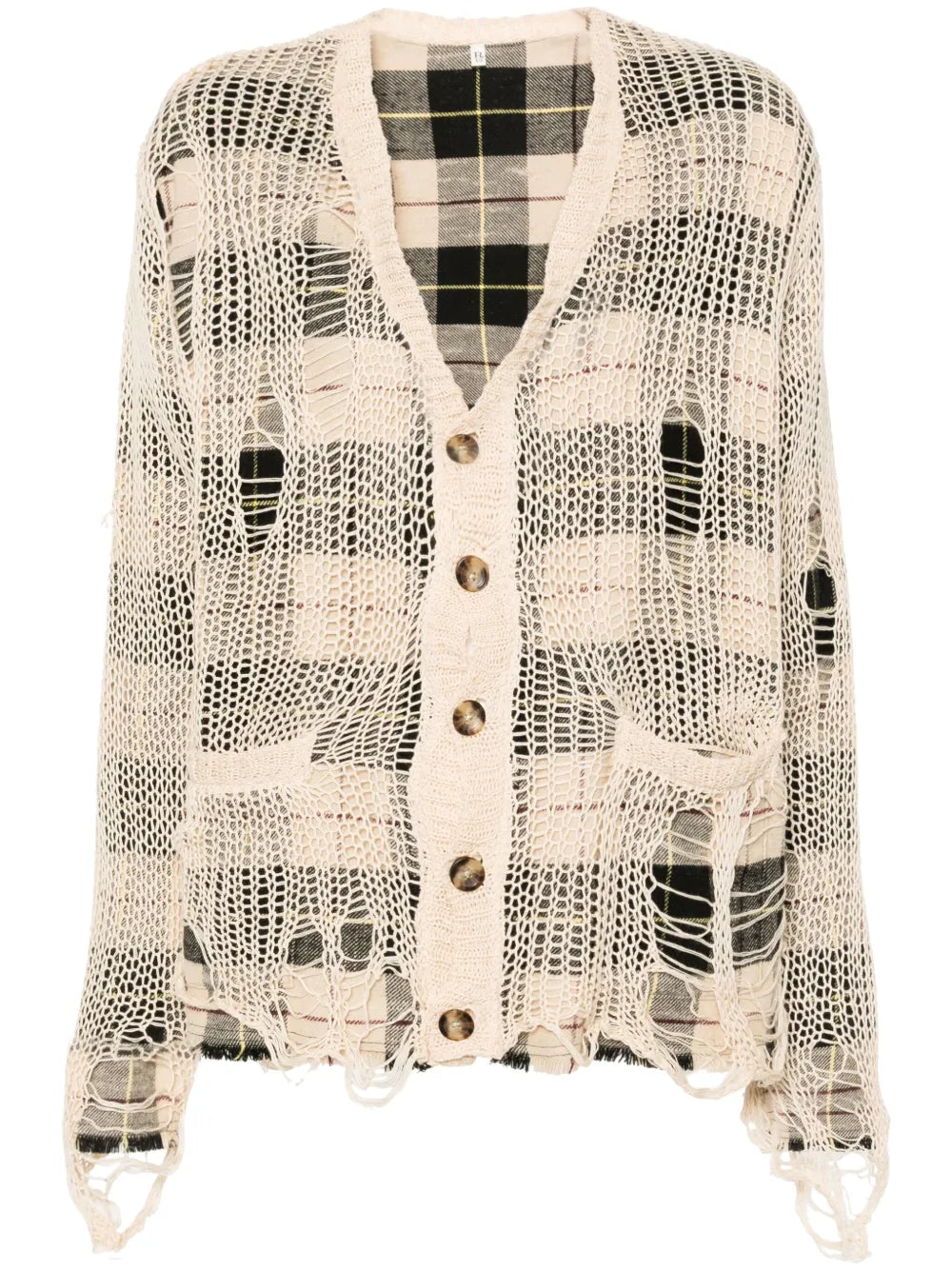 Distressed Open-Knit Cardigan