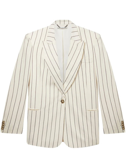 Pinstriped Single-Breasted Blazer