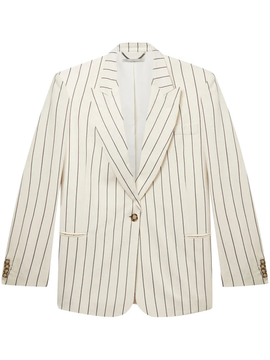 Pinstriped Single-Breasted Blazer