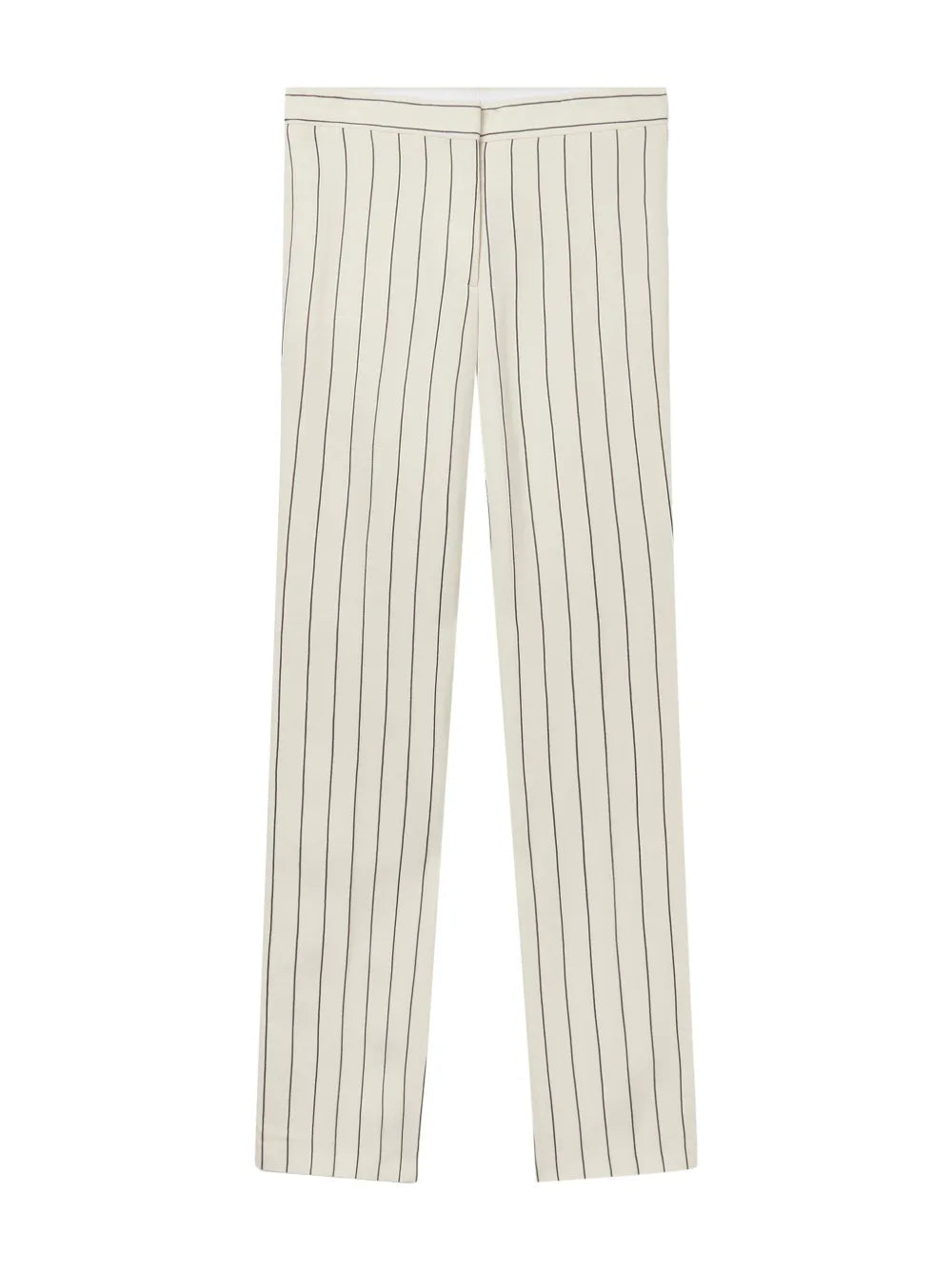 Pinstriped Mid-Rise Straight-Leg Trousers
