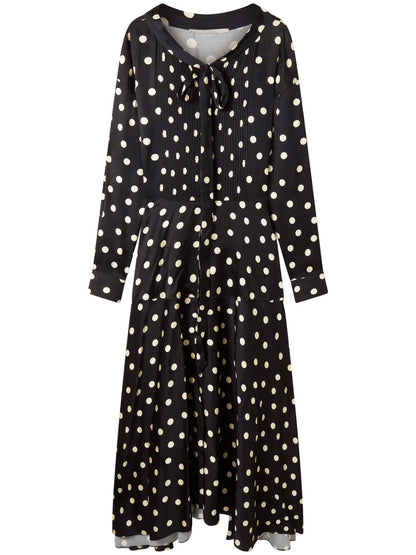 Polka-Dot Drop-Shoulder Maxi Dress