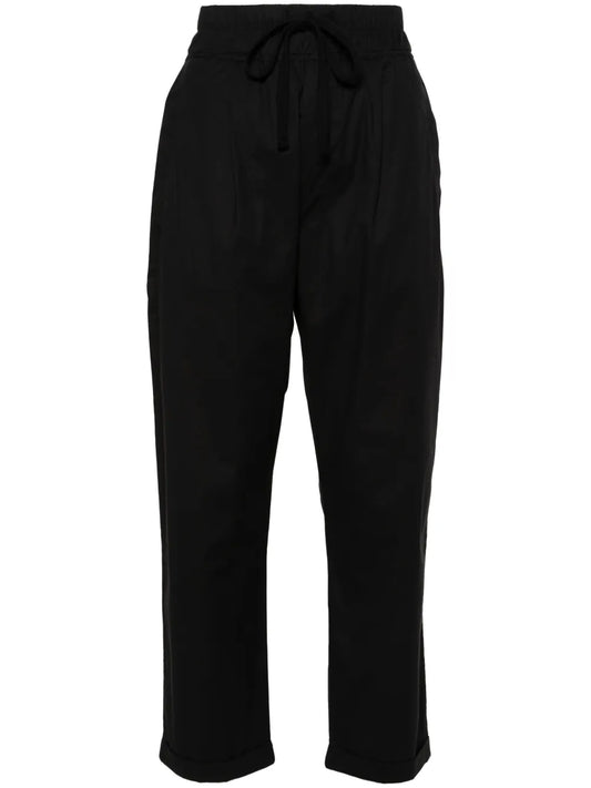 Drop-Crotch Straight-Leg Cropped Trousers