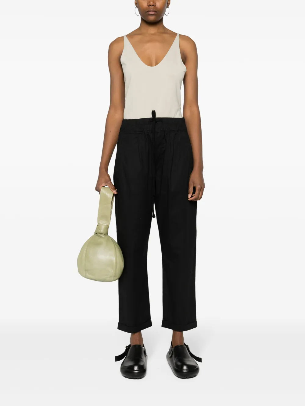Drop-Crotch Straight-Leg Cropped Trousers