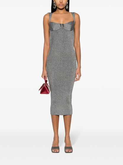 Lurex-Detail Ribbed Maxi Dress