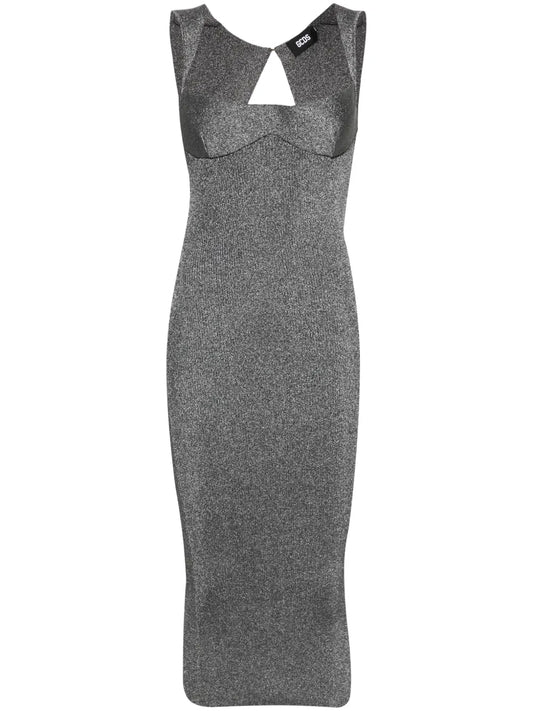 Lurex-Detail Ribbed Maxi Dress