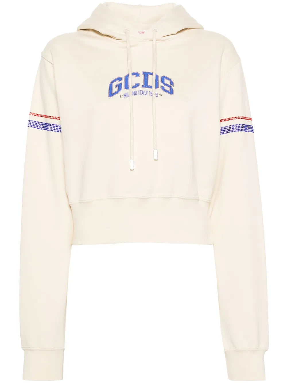 Crystal-Embellished Cropped Hoodie