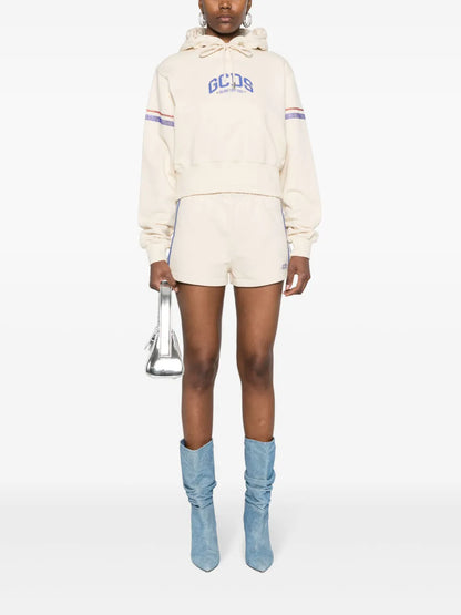 Crystal-Embellished Cropped Hoodie