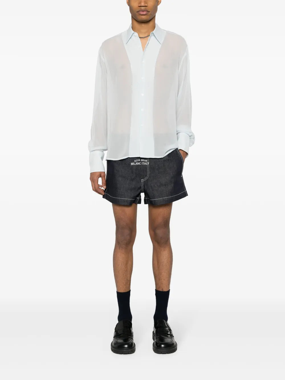 Logo-Embroidered Silk Shirt