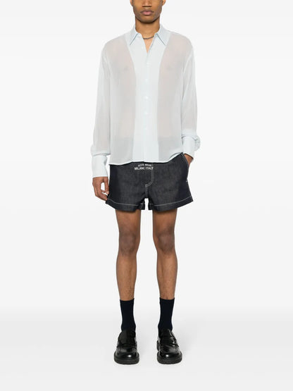 Logo-Embroidered Silk Shirt