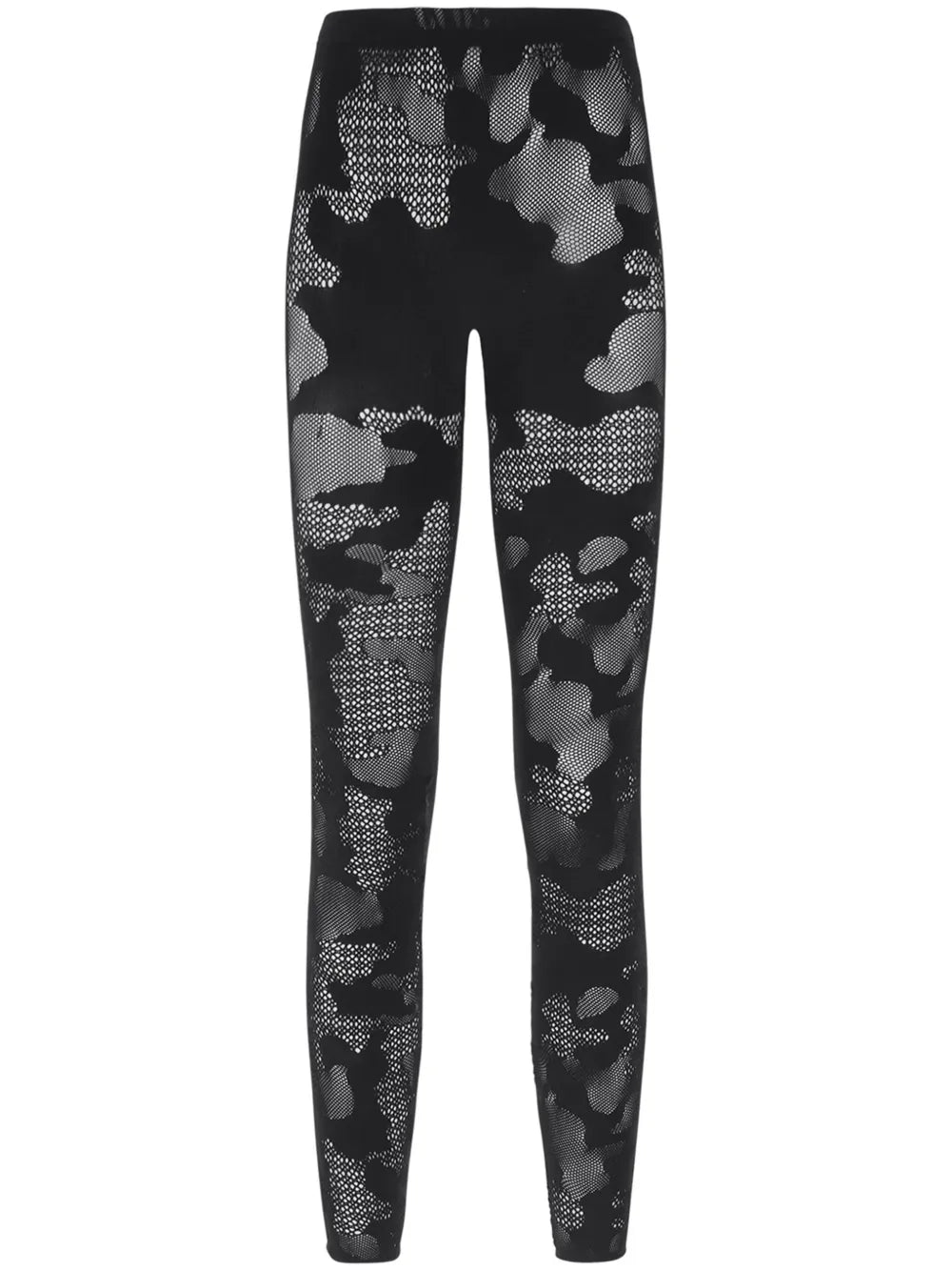 Camouflage-Pattern Mesh Leggings