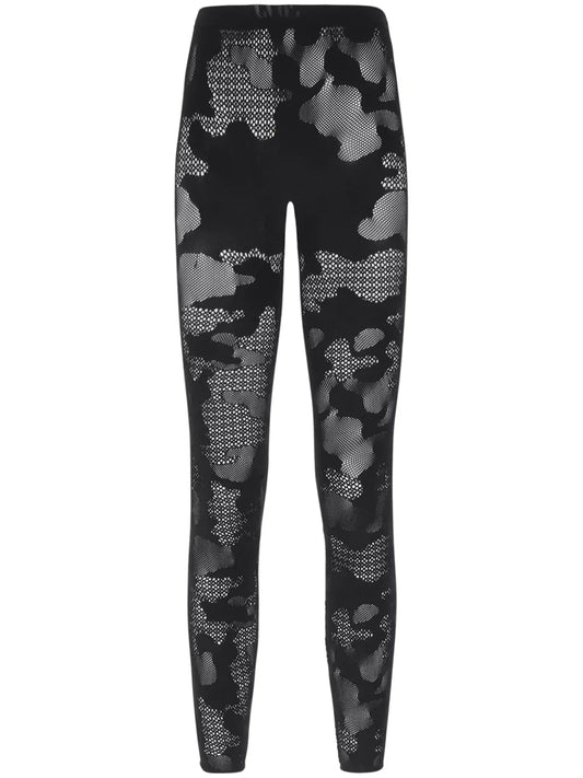 Camouflage-Pattern Mesh Leggings